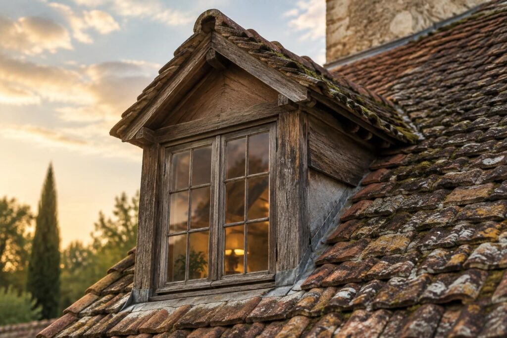 Ancienne lucarne de toit : préserver le charme d’une vieille fenêtre de toiture