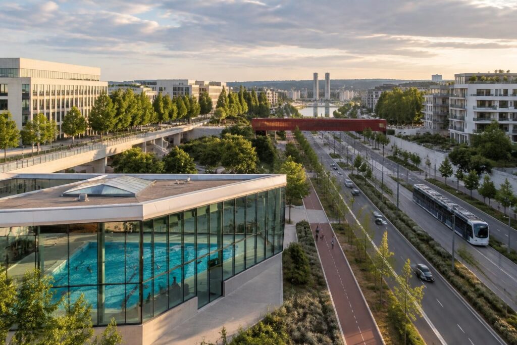 Axe majeure Cergy : piscine et infrastructures sur cet axe de communication clé